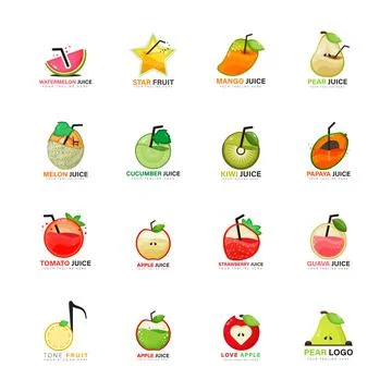Fruit design logo set collection Stock Illustration