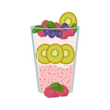 Fruit dessert isolated on a white background. Stock Illustration