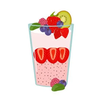 Fruit dessert isolated on a white background. Stock Illustration