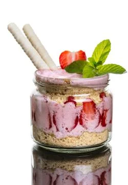 Fruit dessert in a jar Stock Photos
