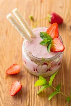 Fruit dessert in a jar Stock Photos
