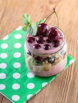 Fruit dessert in a jar Stock Photos