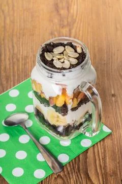 Fruit dessert in a jar Foto stock