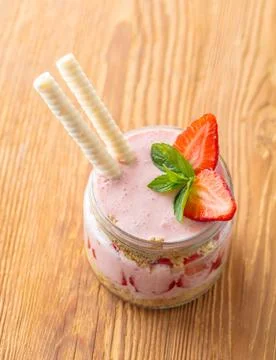 Fruit dessert in a jar Stock Photos