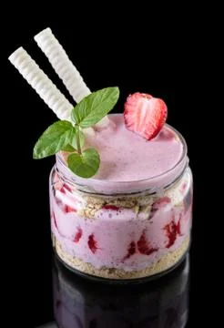 Fruit dessert in a jar Stock Photos