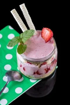 Fruit dessert in a jar Stock Photos