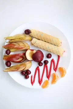 Fruit dessert on a plate Stock Photos