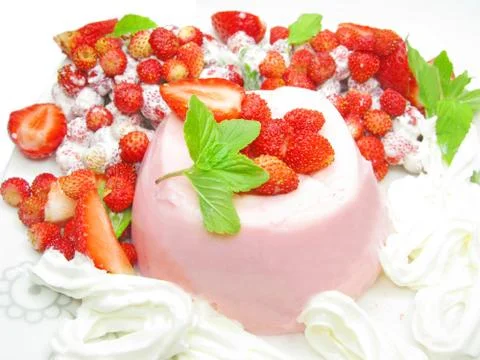 Fruit dessert with pudding Stock Photos