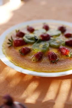 Fruit dessert on the table Stock Photos