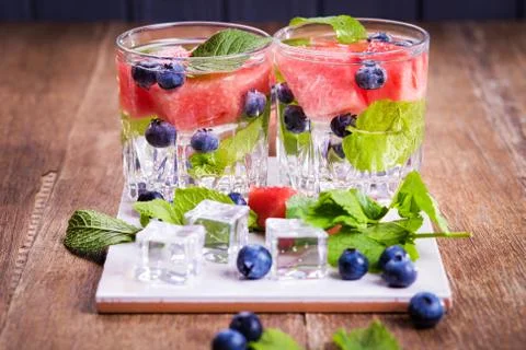 Fruit detox water Stock Photos