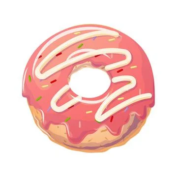 Fruit donut in cartoon style. Vector illustration for poster, banner, website Stock Illustration