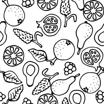 Fruit doodle hand drawn seamless vector pattern Illustrazione stock