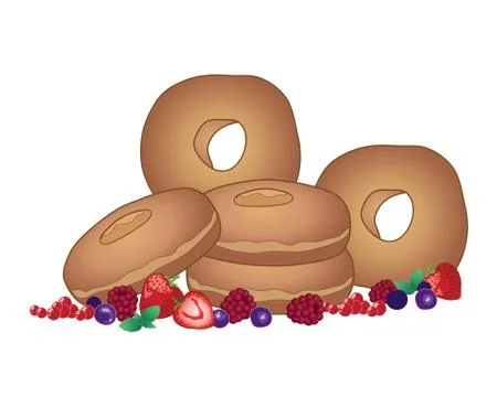 Fruit doughnuts Stock Illustration