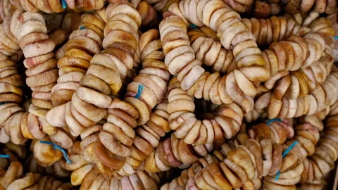 Fruit. Dried figs are hanging on the counters. Close-up. Stock Footage 166866943