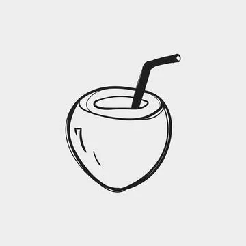 Fruit drink in a round container with a straw sitting on a plain background.. Stock Illustration