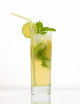 Fruit drinks in a glass Stock Photos