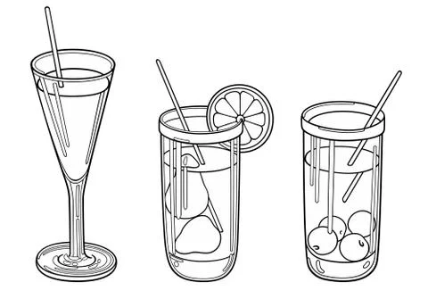 Fruit drinks hand drawn doodles illustration 스톡 일러스트