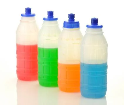 Fruit drinks in plastic bottles Fotos Stock