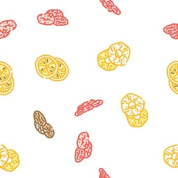 Fruit dry snack nut mix vector seamless pattern Stock Illustration