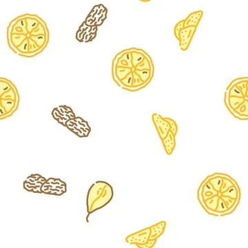 Fruit dry snack nut mix vector seamless pattern Stock Illustration