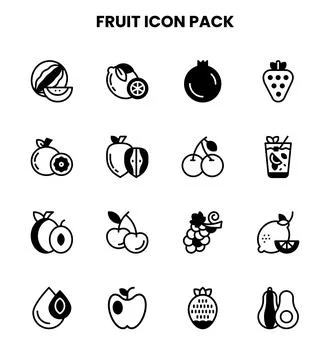 Fruit DuoTone Bundle Icons Pack Stock Illustration