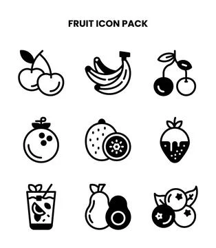 Fruit DuoTone Collection Icons Pack Stock Illustration