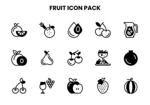 Fruit DuoTone Graphics Icons Pack Stock Illustration