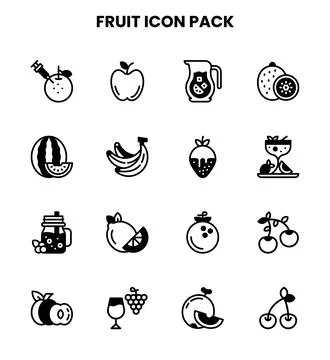 Fruit DuoTone Icons Pack Stock Illustration