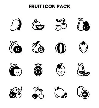 Fruit DuoTone Icons Pack Stock Illustration