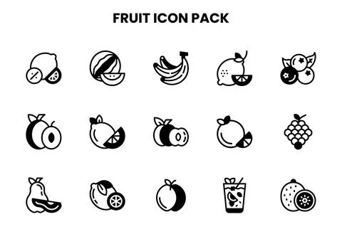 Fruit DuoTone Vector Icons Pack Stock Illustration