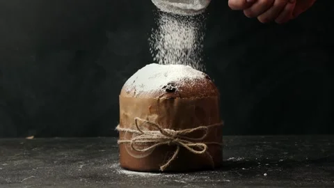 Fruit Easter cake with raisins Stock Footage 237332128