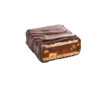 Fruit filled chocolate candy on white. Foto stock