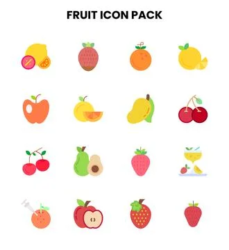 Fruit Flat Design Icons Pack Stock Illustration