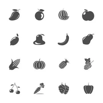 Fruit flat icon set Stock Illustration