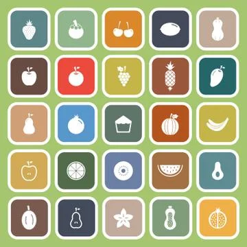 Fruit flat icons on green background Stock Illustration