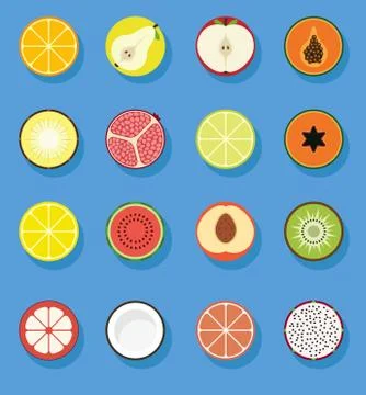 Fruit flat icons Stock Illustration