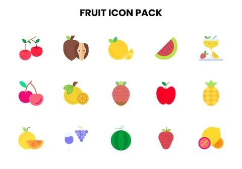 Fruit Flat Scalable Icons Pack Illustrazione stock