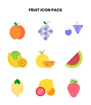 Fruit Flat Set Icons Pack Ilustración de archivo