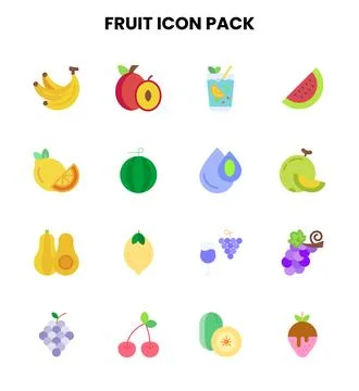 Fruit Flat UI Icons Pack Stock Illustration