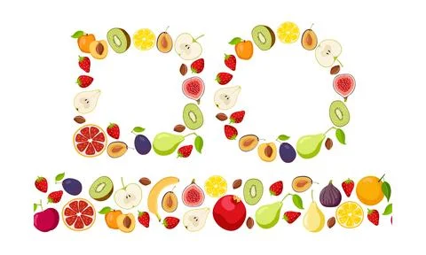 Fruit frame set. Fruit borders with copy space isolated on white background Stock-Illustration