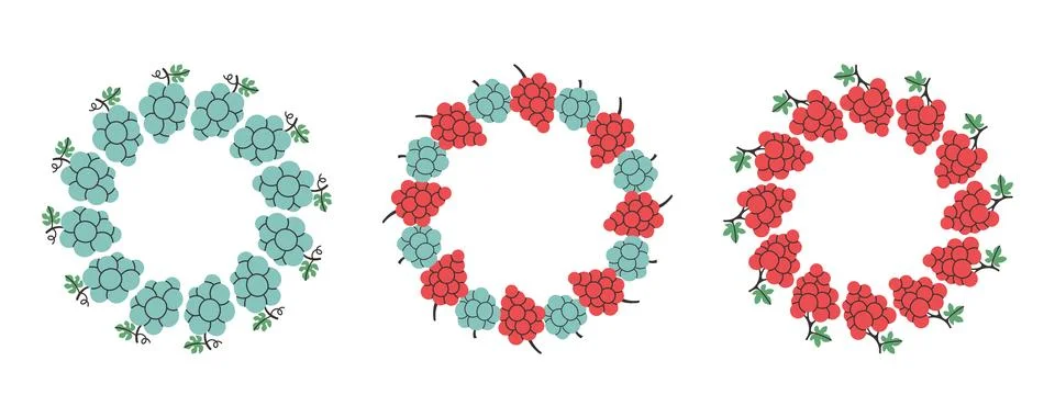 Fruit frame set. Grape design template, copy space. Cute hand drawn fruits round Stock Illustration
