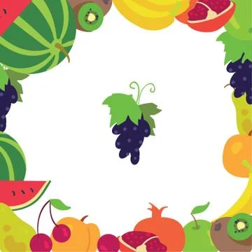 Fruit frame on a white background Stock Illustration