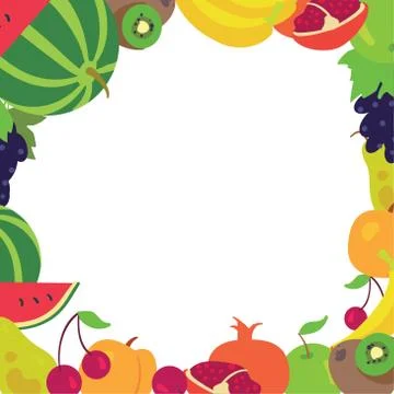 Fruit frame on a white background Stock Illustration