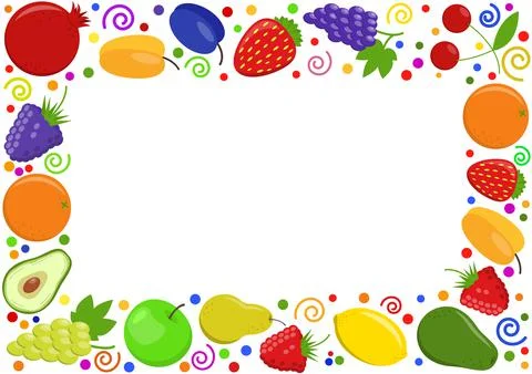 Fruit fresh berry frame border juicy copy space Stock Illustration