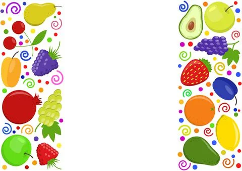 Fruit fresh berry frame border juicy copy space Stock Illustration