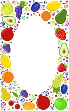 Fruit fresh berry frame border juicy copy space Stock Illustration