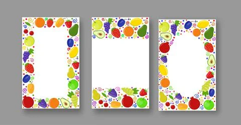 Fruit fresh berry frame border juicy copy space Stock Illustration