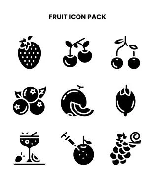 Fruit Glyph Graphics Icons Pack Illustrazione stock