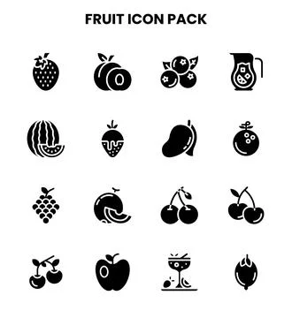 Fruit Glyph Graphics Icons Pack Stock Illustration