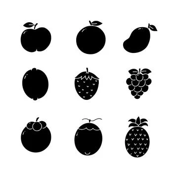 Fruit hand drawn solid icon vector illustration Stock Illustration